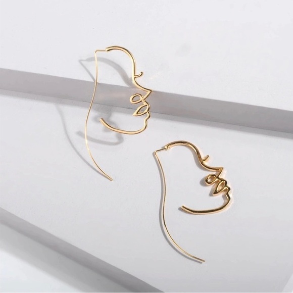 Free People Gold Tessa Silhouette Face Earrings - Picture 3 of 7
